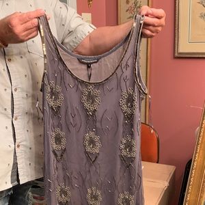 Walter Baker Cocktail glass beaded Dress layered. Black/gray